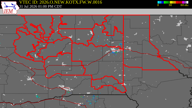 NWS active Red Flag Fire Warning boundary map for Spokane, WA