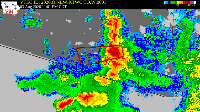 NWS active Tornado Warning boundary map for Pima County, AZ
