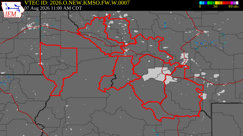 NWS active Red Flag Fire Warning boundary map for Missoula, MT