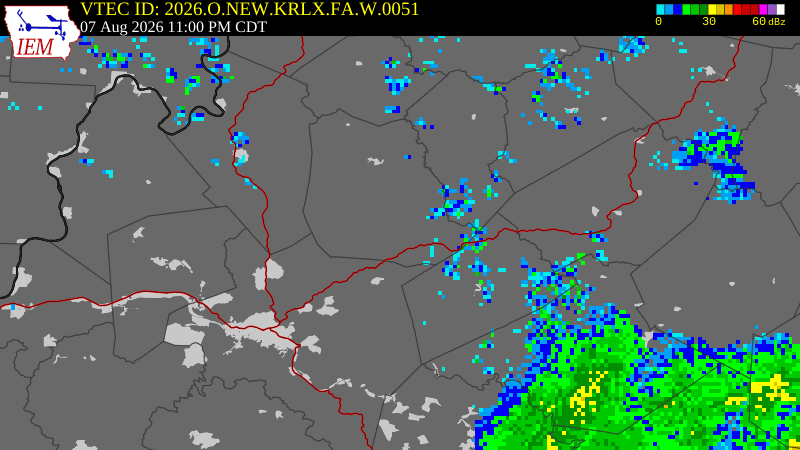 NWS active Flood Warning boundary map for Calhoun County & Roane County, WV