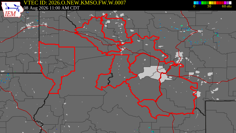 NWS active Red Flag Fire Warning boundary map for Missoula Area, MT