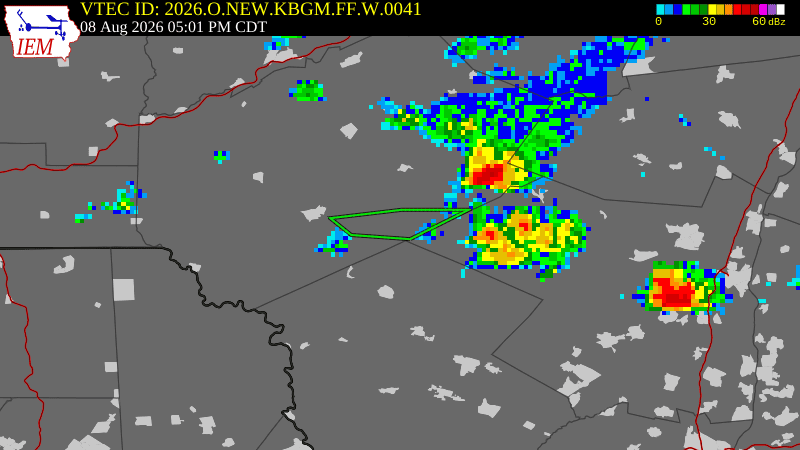 NWS active Flash Flood Warning boundary map for Delaware County, NY
