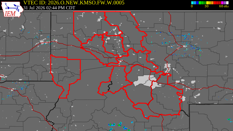 NWS active Red Flag Fire Warning boundary map for Missoula, MT