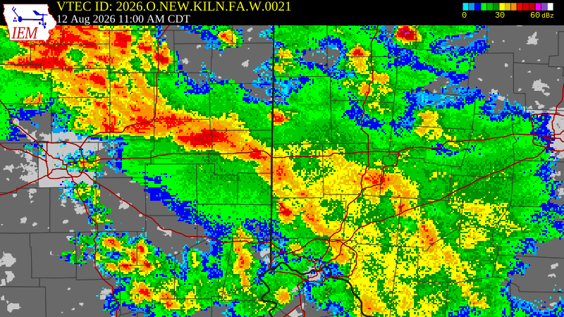 NWS active Flood Warning boundary map for Dearborn County, IN & 8 Surrounding Counties