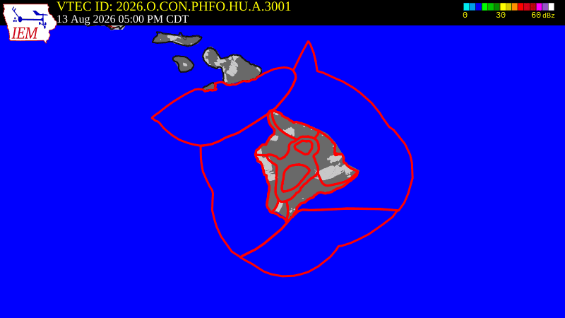 NWS active Hurricane Watch boundary map for Honolulu, HI