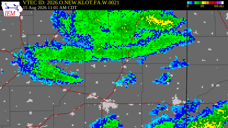 NWS active Flood Warning boundary map for Ford County, IL