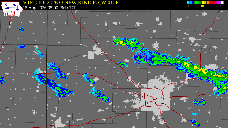 NWS active Flood Warning boundary map for Lafayette & 15 Surrounding Areas, IN