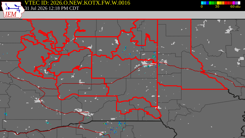 NWS active Red Flag Fire Warning boundary map for Okanogan County & 2 Surrounding Counties, WA